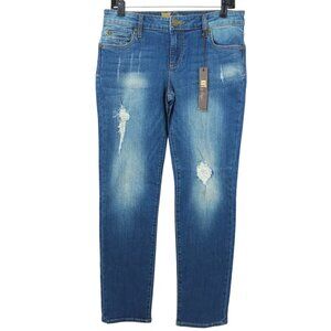 Kut From The Kloth Jeans Mid Rise Size 6 Stretch Distressed Med Wash Straight